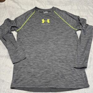 under armour Run fitted long sleeve medium shirt Gray Neon Green  Heatgear